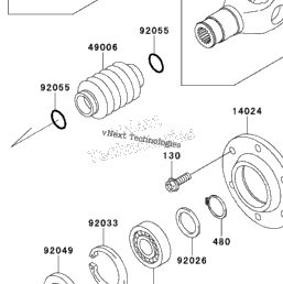 & Gasket 2500/2510 / 2520/3000 / 3010/3020 / 4000/4010 Kawasaki Mule KAF620 92049-1298 by Differential 92045-1208 11060-1251 Kit Bearing Seal Inside Rear Axle