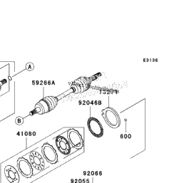 03 Kawasaki Prairie 360 4x4 Kvf360 A1 Drive Shaft Fr Jkbvfha1 4b Babbitts Kawasaki Parts House